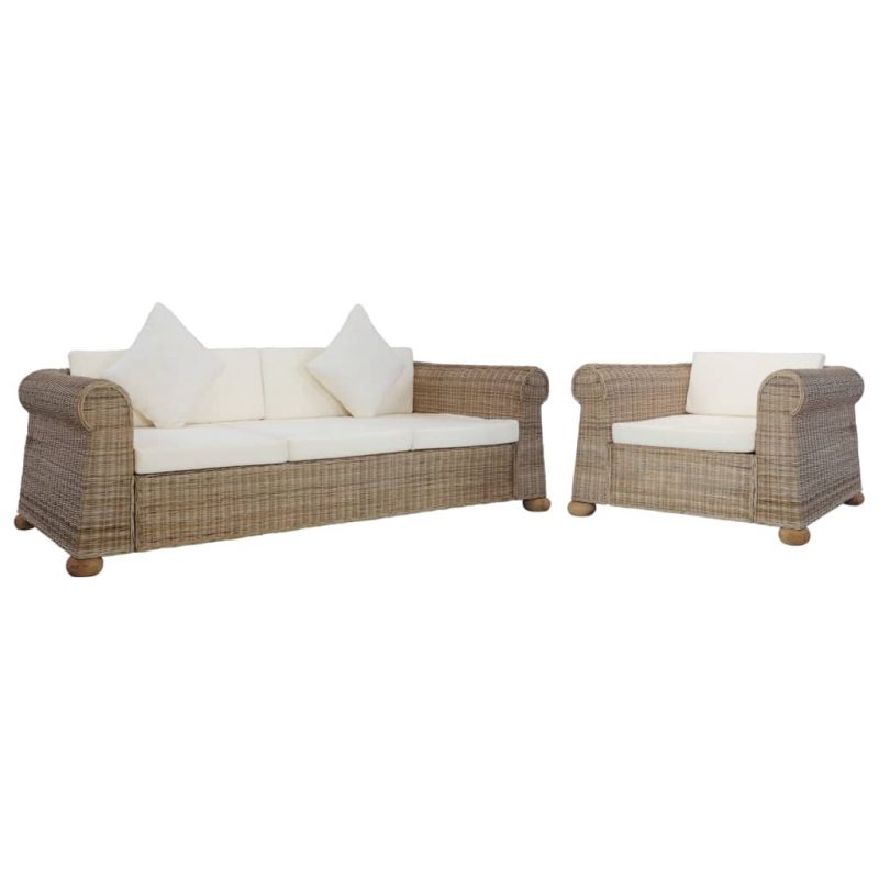 2-dijelni set sofa od prirodnog ratana s jastucima