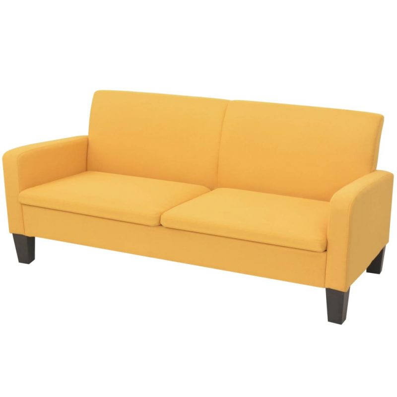 2-dijelni set sofa od tkanine žuti