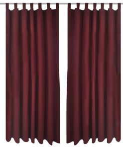 2 kom Bordo Mikro-satenska Zavjesa s Tregerima 140 x 245 cm