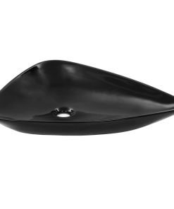 Keramički trokutasti umivaonik crni 645 x 455 x 115 mm