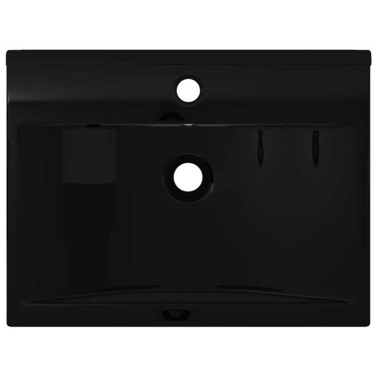 Keramični umivalnik pravokoten črn z odprtino za pipo 60x46 cm - Slika 3