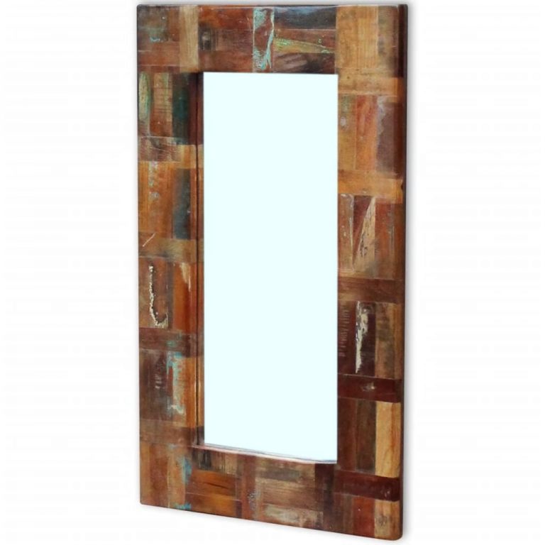 Ogledalo od masivnog obnovljenog drva 80 x 50 cm - Slika 3