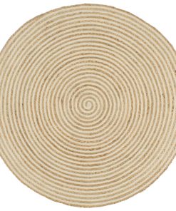 Ručno rađeni tepih od jute sa spiralnim uzorkom bijeli 120 cm