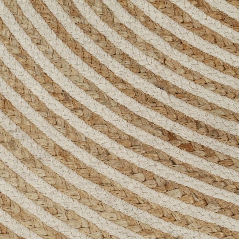 Ručno rađeni tepih od jute sa spiralnim uzorkom bijeli 120 cm - Image 3