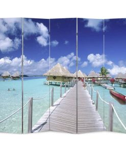 Sklopiva sobna pregrada s uzorkom plaže 200x170 cm