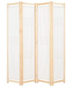 Sobna pregrada s 4 panela od tkanine 160 x 170 x 4 cm krem