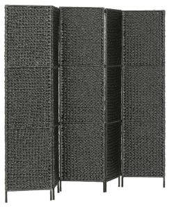 Sobna pregrada s 5 panela crna 193 x 160 cm od vodenog zumbula