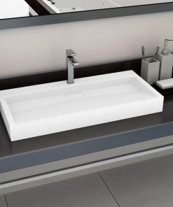 Umivaonik od lijevanih minerala/mramora 100 x 46 x 11 cm bijeli