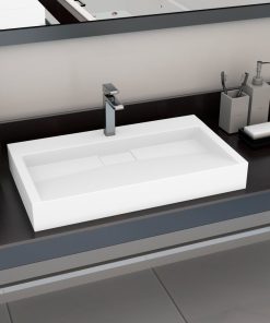 Umivaonik od lijevanih minerala/mramora 80 x 46 x 11 cm bijeli