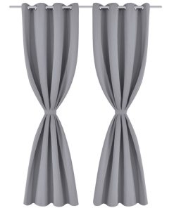 Zavjesa za Zamračivanje s Metalnim Prstenovima 2 kom 135x175 cm Siva