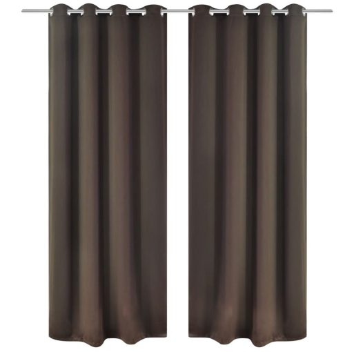 Zavjesa za Zamračivanje s Metalnim Prstenovima 270x245 cm Smeđa