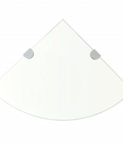 Kutna polica s kromiranim nosačima staklena prozirna 25 x 25 cm