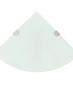 Kutne police s nosačima 2 kom staklene bijele 25 x 25 cm