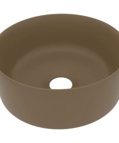 Luksuzni okrugli umivaonik mat krem 40 x 15 cm keramički