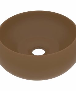 Luksuzni okrugli umivaonik mat krem 40 x 15 cm keramički