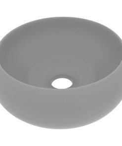 Luksuzni okrugli umivaonik mat svjetlosivi 40 x 15 cm keramički