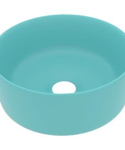 Luksuzni okrugli umivaonik mat svjetlozeleni 40x15 cm keramički