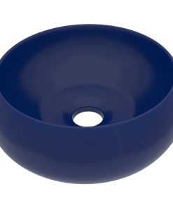 Luksuzni okrugli umivaonik mat tamnoplavi 40 x 15 cm keramički