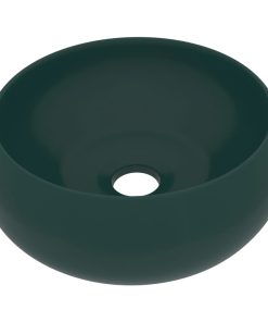 Luksuzni okrugli umivaonik mat tamnozeleni 40 x 15 cm keramički