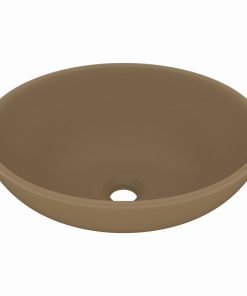 Luksuzni ovalni umivaonik mat krem 40 x 33 cm keramički