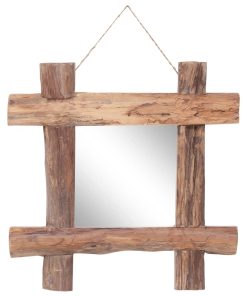 Ogledalo od cjepanica prirodna boja 50 x 50 cm obnovljeno drvo
