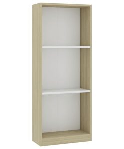 Ormarić za knjige 3 razine bijeli i hrast 40x24x108 cm iverica