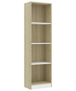 Ormarić za knjige 4 razine bijeli i hrast 40x24x142 cm iverica