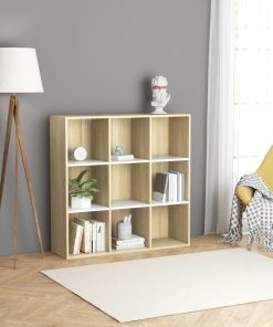 Ormarić za knjige bijeli i boja hrasta 98 x 30 x 98 cm iverica