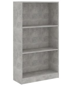Ormarić za knjige s 3 razine boja betona 60x24x108 cm iverica