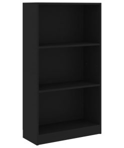 Ormarić za knjige s 3 razine crni 60 x 24 x 108 cm od iverice