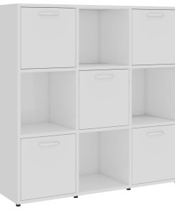 Ormarić za knjige visoki sjaj bijeli 90 x 30 x 90 cm od iverice