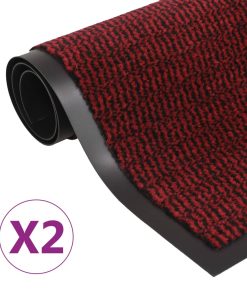 Otirači za prašinu 2 kom pravokutni čupavi 120 x 180 cm crveni