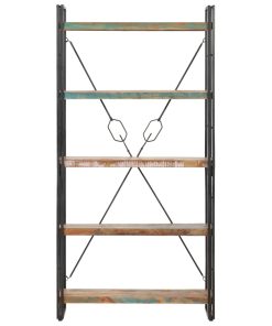 Police za knjige s 5 razina 90 x 30 x 180 cm obnovljeno drvo