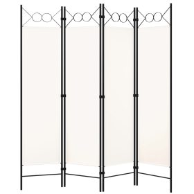 Sobna pregrada s 4 panela bijela 160 x 180 cm