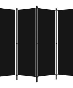 Sobna pregrada s 4 panela crna 200 x 180 cm