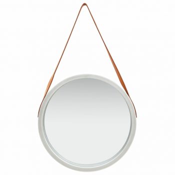 Zidno ogledalo s remenom 50 cm srebrno
