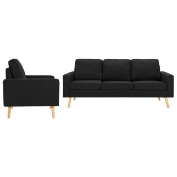 2-dijelni set sofa od tkanine crni