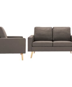 2-dijelni set sofa od tkanine smeđe-sivi
