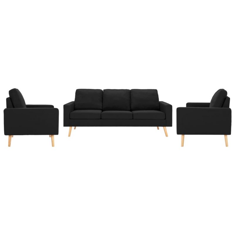 3-dijelni set sofa od tkanine crni