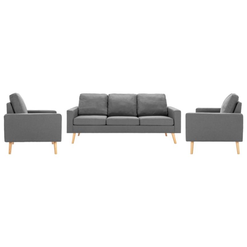 3-dijelni set sofa od tkanine svjetlosivi