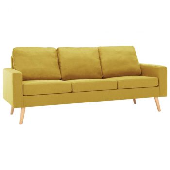 3-dijelni set sofa od tkanine žuti