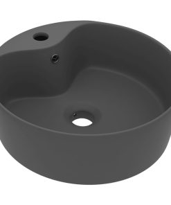 Luksuzni umivaonik mat tamnosivi 36 x 13 cm keramički