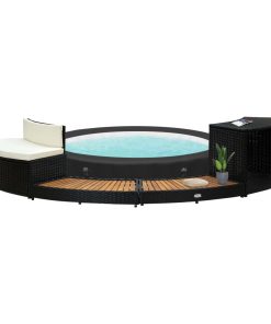 Ograda za jacuzzi od poliratana i bagremovog drva crna