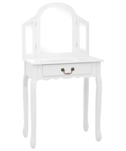 Toaletni stolić sa stolcem bijeli 65x36x128 cm paulovnija i MDF
