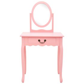 Toaletni stolić sa stolcem rozi 65x36x128 cm paulovnija i MDF