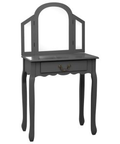 Toaletni stolić sa stolcem sivi 65x36x128 cm paulovnija i MDF