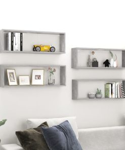 Kockaste zidne police 4 kom boja betona 80x15x26