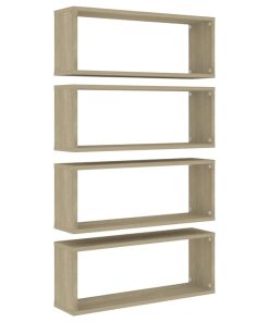 Kockaste zidne police 4 kom boja hrasta 60x15x23 cm od iverice