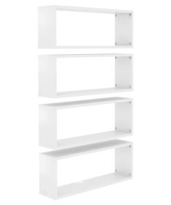 Kockaste zidne police 4 kom sjajne bijele 60x15x23 cm iverica