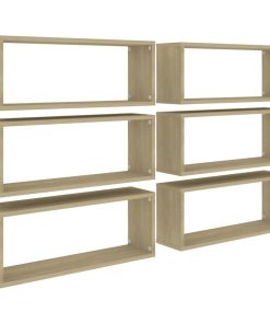 Kockaste zidne police 6 kom boja hrasta 60x15x23 cm od iverice